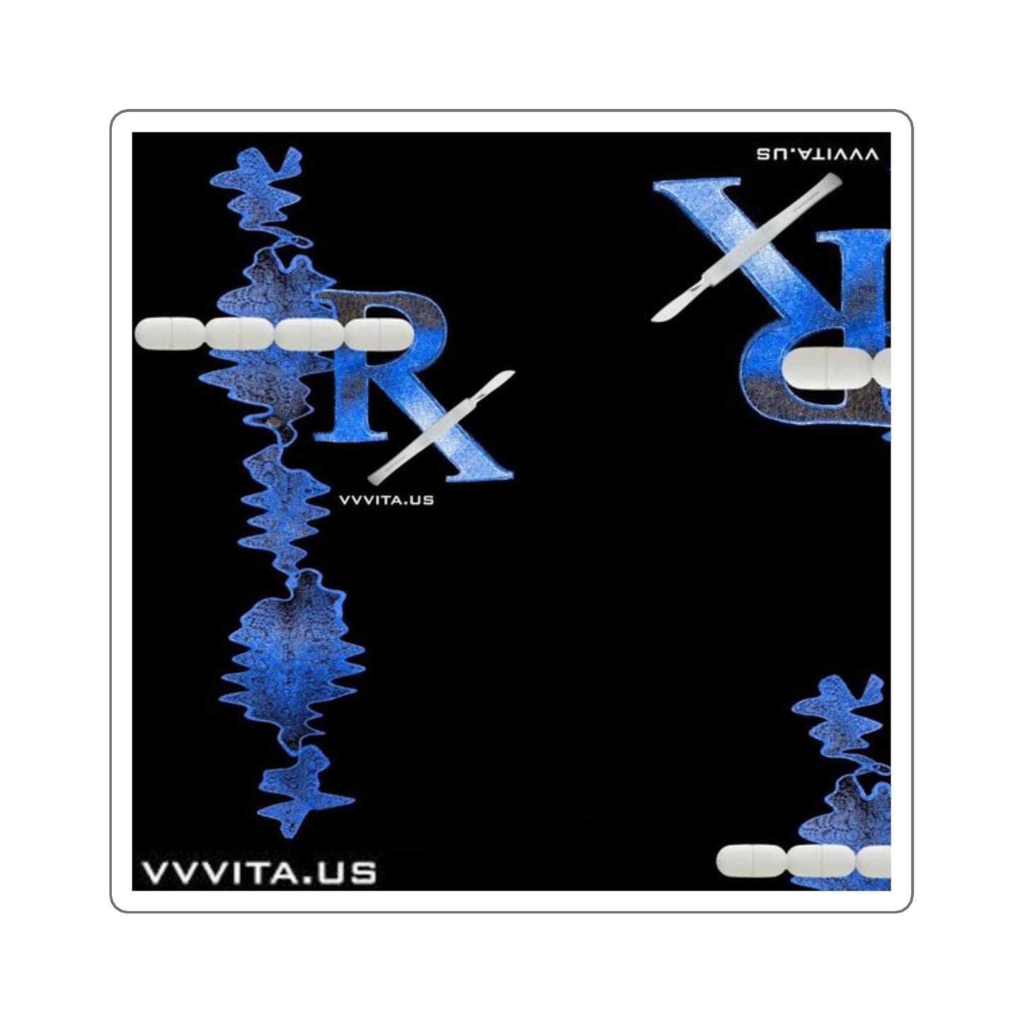 RX Wave Square Sticker — Blue Soundwave Medical Design